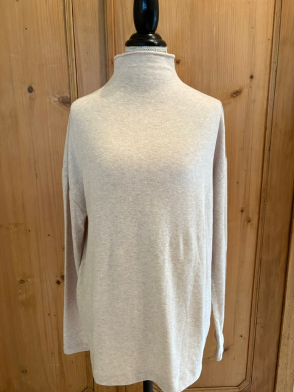 Vince Oatmeal Color Mock Neck Long Sleeve Top